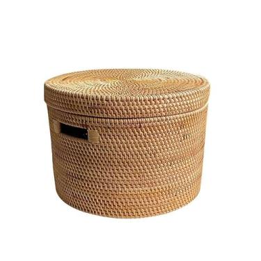 Imagem de ＫＬＫＣＭＳ Cesta de Vime com Tampa para Brinquedos, Cesto para Armazenamento de Guarda-roupa, Sala de Estar