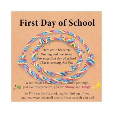 Imagem de Leyung Pulseira "First Day of School" Mommy and Me, Mother Daughter Mom Son Bracelets, 1st First Day of Kindergarten Pre-School Pre K Back to School Gifts for Kids Son Daughter Boys Girls