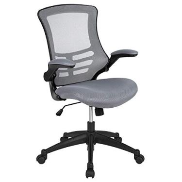 Imagem de Flash Furniture Kelista Cadeira de escritório ergonômica giratória de malha cinza escuro com braços articulados