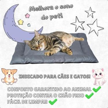Imagem de Caminha Pet Lavável com Base Impermeável | Colchonete para Cachorro e Gato Pequeno, Zíper nas Laterais, Espuma Confortável, Almofada Pet (AZUL, Pequeno 50X30)