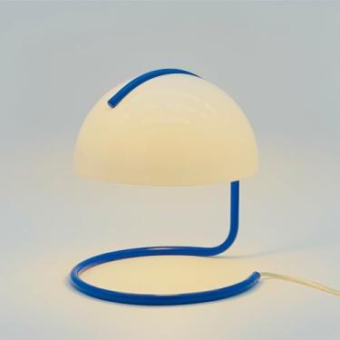 Imagem de Lotus Atelier Luz azul Bauhaus | Candeeiro de mesa retrô de cogumelo para quarto, estética moderna, moderna de meados do século | Decoração de sala de estar e decoração de quarto (26,7 cm A x 24 cm L