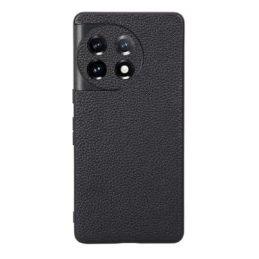 Imagem de Capas Compatível com Oneplus Ace 2,Design de grão levantado de superfície,Proteção contra queda,Anti impressão digital,Anti arranhões,Aparência de couro de imitação de plástico macio-Black