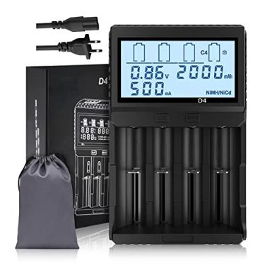 Imagem de Carregador de bateria 18650, carregador de bateria AA para bateria recarregável de 3,7 V LiFePO4 IMR 18650 14500 16340 RCR123A 21700 26650 Ni-MH Ni-CD AA AAA pilhas LCD visualização e funções de teste