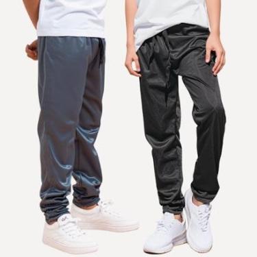 Imagem de Kit 2 Calça Infantil Esporte  Helanca Lisa Flanelada Escola Uniforme Casual-Masculino