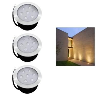 Imagem de 3 Embutido Solo 7w Balizador Led Blindado Ip67 Inox Spot Chão Piso - M