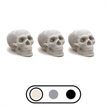 Imagem de OSKER Mini - 3 unidades | Tronco de crânio de cerâmica à prova de fogo para fogueira, fogueira, lareira, fogueira | decoração de Halloween | para fogos a gás, propano ou madeira - bege claro