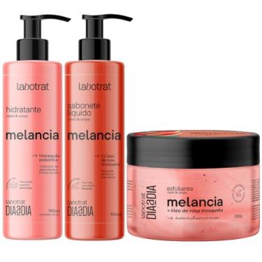 Imagem de Kit Sabonete Liquido + Esfoliante + Hidratante Corpo E Rosto Labotrat Cheiro De Fruta Melancia 300g