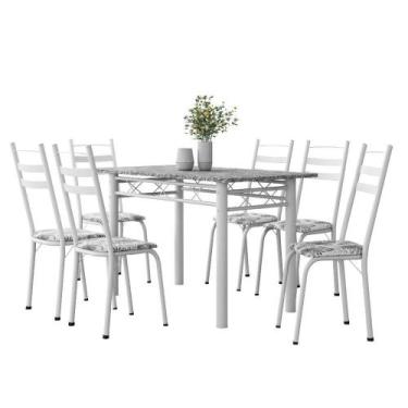 Imagem de Conjunto De Mesa Sala De Jantar Leia Com 6 Cadeiras Tubular Granito 1,