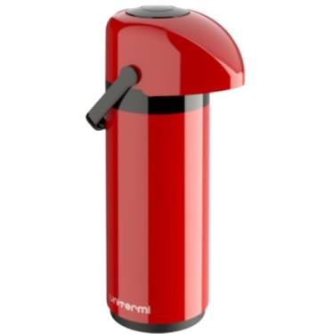 Imagem de Garrafa Térmica De Mesa 1 Litro de Pressão com alça Ampola de Vidro Verona Unitermi (VERMELHA)