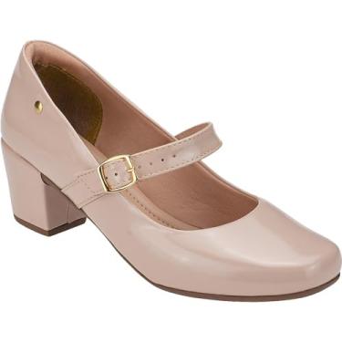 Imagem de Sapato Feminino Boneca de Dança Salto baixo quadrado Bloco Confort Scarpin 6484 (Nude, BR, Adulto, Numérico, 40)