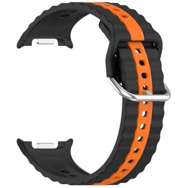 Imagem de Pulseira Silicone Dual LTimports compativel com Galaxy Watch 8 Classic 46mm, Galaxy Watch 8 44mm e Galaxy Watch8 40mm (LT-Preto-Laranja)