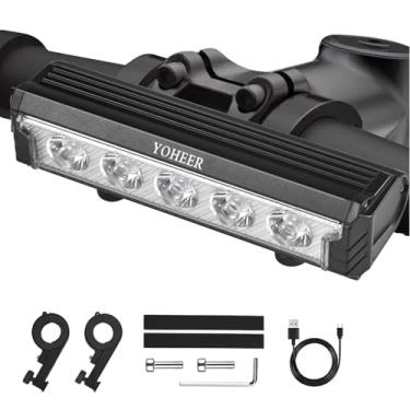Imagem de Luzes de bicicleta super brilhantes, 2800 lúmens 6400 mAh, 5 LEDs, 5 modos de iluminação, à prova d'água IPX5, farol de bicicleta recarregável tipo C, perfeito para adultos, crianças, montanhas