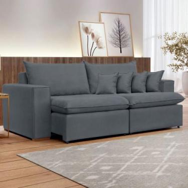 Imagem de Sofá 2 Lugares Barcelona Retrátil Veludo/Cinza - Celflex Colchoes, Cin