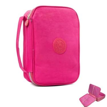 Imagem de Estojo Escolar Organizador 1 Ziper Box Grande Infantil Canetinhas Lapis Feminino Masculino Nylon Divisoria Necessarie Ziper (rosa)