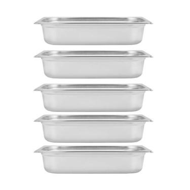 Imagem de Kit Cinco Cubas Gastronomica Padrão Gn 1/3 65mm Inox sem Alça Weck