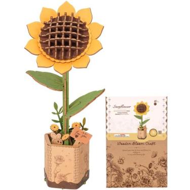 Imagem de Quebra-cabeças de flores de madeira Wowood Sunflower 86 unidades para 