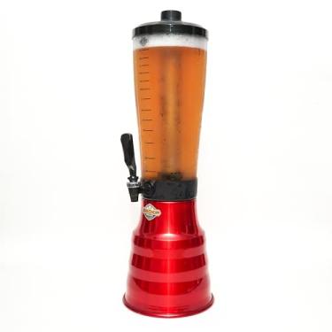 Imagem de Torre Chopp 3,5 L Base Giratória Copo Acrílico Removível 2 Refil Vermelha
