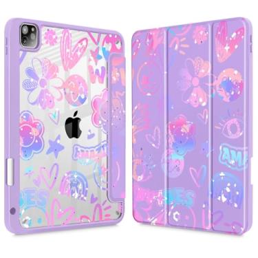 Imagem de Tuiklol Capa para iPad Pro de 11 polegadas M2 2022 geração 4ª geração - Suporte de lápis embutido à prova de choque, capa traseira transparente transparente adequada para iPad 11 polegadas 2021 2020