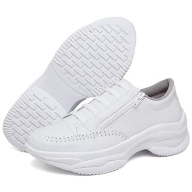 Imagem de Tênis Feminino Casual, Estilo e Conforto, Calçado Leve (Branco, BR, Adulto, Numérico, 36)