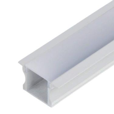 Imagem de Perfil Embutir Para Fita Led 2 Metros Branco Difusor Leitoso - Delis