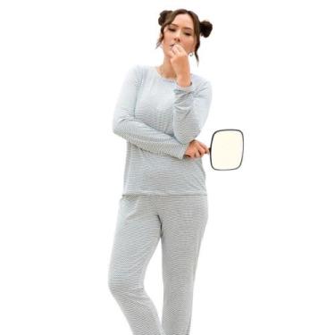 Imagem de Conjunto Pijama Feminino Adulto Inverno Longo Conforto Suede - Nannami