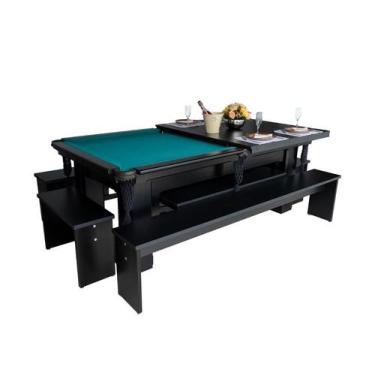 Imagem de Mesa de Sinuca e Jantar com 4 Bancos - 1,96x1,06 - Nelson Bilhares, Az