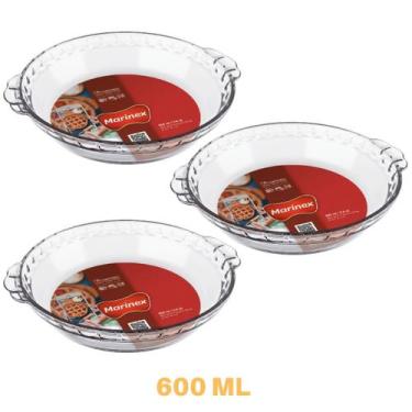 Imagem de 3 Travessa Filetada 600ml Forma de Vidro Temperado Marinex - NADIR FIG
