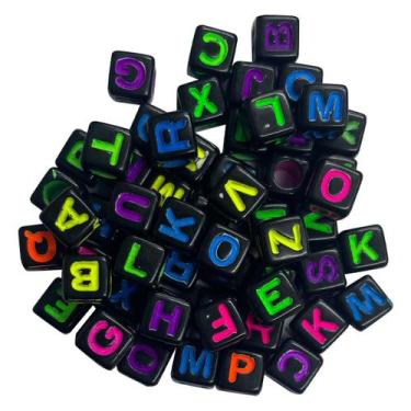Imagem de Missangas de letras quadradas 6mm coloridas crie suas bijuterias em ge