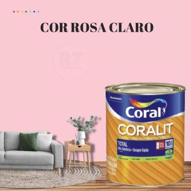 Imagem de Esmalte Sintético Base Água Coral Coralit 800ml Tinta Cor Rosa Acetina