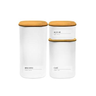 Imagem de Kit 3 Pçs Pote Hermético Tamanho B Plástico Bambu + Adesivo - OU, Bran
