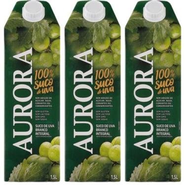 Imagem de Suco de uva branco integral aurora tp 1500ml kit com 3