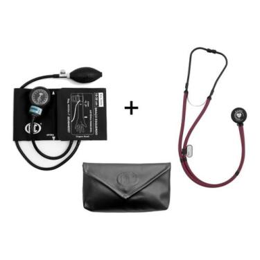 Imagem de Kit Rappaport Estetoscópio Duplo BLACK P. A. MED + Esfigmomanometro Ap