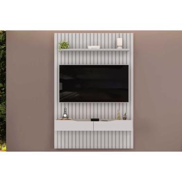 Imagem de Estante p/ Sala até 55 Pol Pratic Ripado c/ 2 Gavetas 143x240cm Bali - DJ Móveis