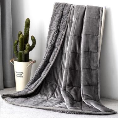 Imagem de Cobertor pesado Topblan Sherpa Fleece 6,8 kg 120x180 cm cinza