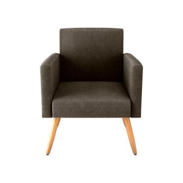 Imagem de Kit 2 Poltronas Decorativas E Puff Decorativo Pés Palito Dallas Matrix Veludo Turkey Marrom