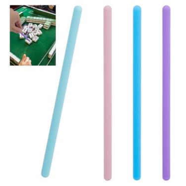 Imagem de DELORIGIN 4Pcs Mahjong Tile Takers Silicone Tile Grabbers Sticks to Reach Pass Pick up Mahjong Accessories Gift, 5.5x0.5x0.2 Inch Novelty Mahj Accessory to Reach and Pull Tiles for Game