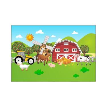 Imagem de Painel de Tecido Sublimado Fazendinha Celeiro e Moinho de Vento - Fabr
