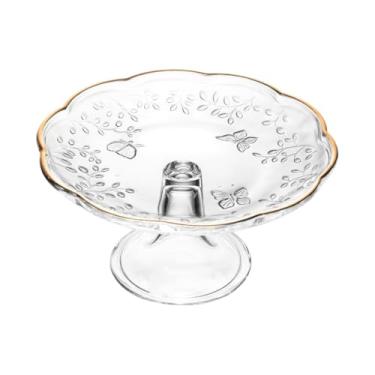 Imagem de Prato Com Pé De Vidro Fio De Ouro 19cm Ou 27cm Decoração Bolo Torta Doce Sobremesa Fruta (19cm)