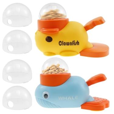 Imagem de Alimentador lento interativo para cães, dispensador de guloseimas interativo para cães, brinquedo de quebra-cabeça para cães com 3 saídas de comida para animais de estimação pequenos e médios, promove