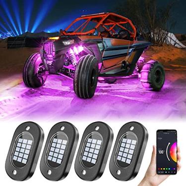 Imagem de Honalia Luzes LED Rock para UTV 4 cápsulas, kit de carros com controle de aplicativo, modo de música, 60 LEDs, carro sob luz incandescente, RZR UTV, carrinho de golfe, rodas, acessórios automotivos
