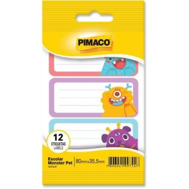 Imagem de Etiqueta Escolar Decorada Monster PET 80X35,5MM C/12ETIQ - Pimaco