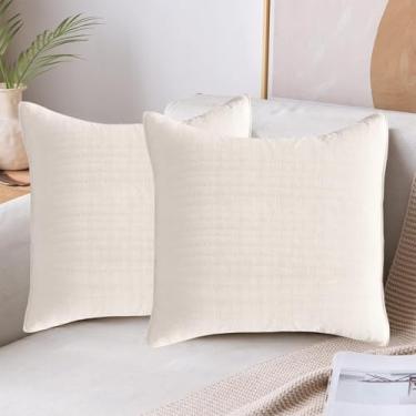 Imagem de Lady Ann Capas de travesseiro 100% algodão acolchoadas, trigo 66 x 66 conjunto de 2, fronhas macias e aconchegantes para sofá-cama, sala de estar e decoração de casa