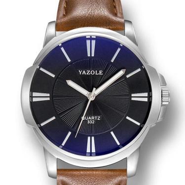 Imagem de Relógio Masculino Marrom Fundo Azulado Yazole + Caixa