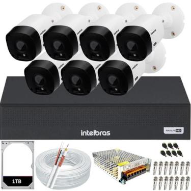 Imagem de Kit 7 Câmeras Intelbras 20 metros segurança monitoramento completo hd 