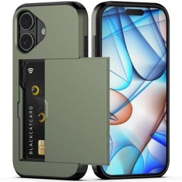 Imagem de Nvollnoe Capa para celular compatível com iPhone 17 com suporte de cartão de camada dupla resistente à prova de choque com compartimento oculto para cartão fina para mulheres e homens 6,3 polegadas