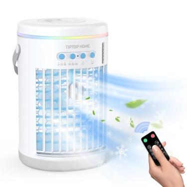 Imagem de Ar condicionado portátil, refrigerador de ar evaporativo com tanque de água de 1400 ml, refrigerador de ar portátil de unidade AC, 3 velocidades e 2 névoa, ventilador de resfriamento de ar