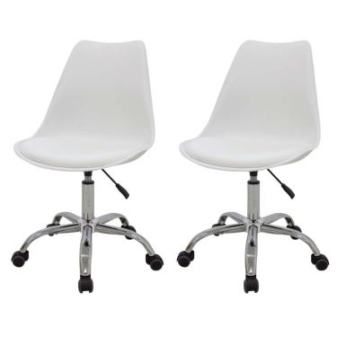 Imagem de Kit 2 Cadeiras Office Luísa Rivatti Pp Branco Rodízio