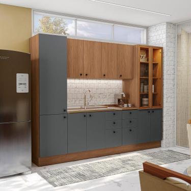 Imagem de Cozinha Modulada Pixel Kappesberg 100% Mdp Canela-cinza Sagrado-canela 280cm