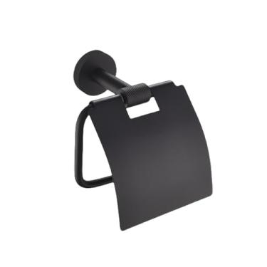 Imagem de Suporte para toalhas de banho com pingente serrilhado preto fosco, porta-toalhas, suporte para papel toalha, gancho para roupão, série de escovas de banheiro, suporte para papel higiênico coberto