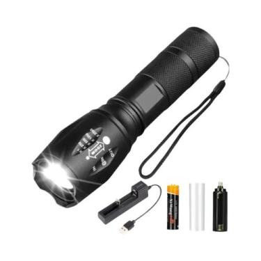 Imagem de Lanterna LED T6 À Prova d'Água De Alta Potência Com 5 Modos, Zoom, Alu